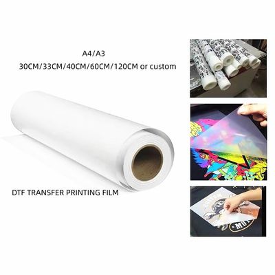 ДТФ-передающая пленка рулон 60cm*100m Двусторонняя матовая прозрачная предварительная обработка PET Теплопередающая бумага Холодный и горячий пилинг