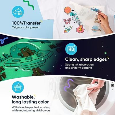 60 см DTF Glow in the Dark Transfer Paper Film A3 Теплопередающая пленка для PET-пленки для переноса одежды