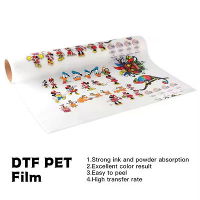 DTF Transfer Film 30CM x 100M 75U совместима с CMYK + белым чернилом для печати одежды